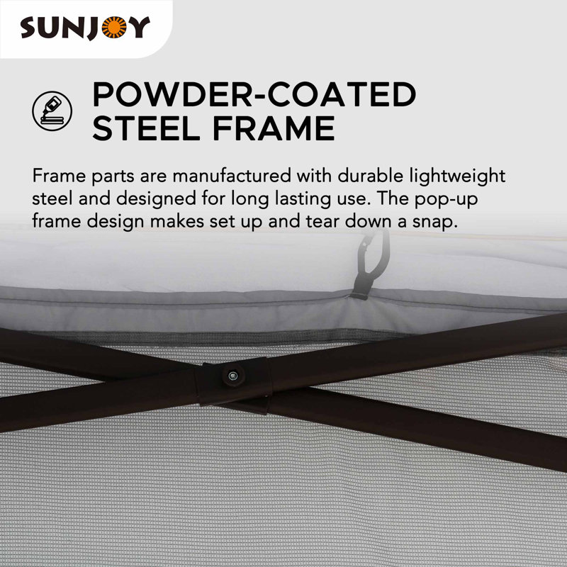 Gray 11x11 Steel Frame Pop-Up Gazebo with Solar LED Lights