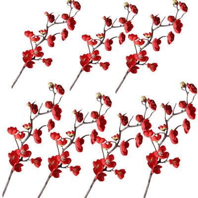 Paquet de 7 fleurs artificielles prune de 245 pouces à haute simulation de fleurs de soie, de branches d'arbres et de feuillage pour bricolage couronne de mariage, bouquet de table, centres de table, décoration de fête