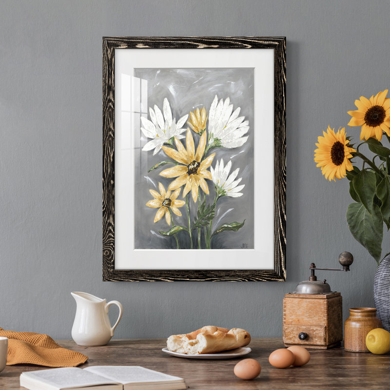 Summer Daisies I - peinture encadrée, H 20 po x l 17 po x P 1 po, Cadre noir