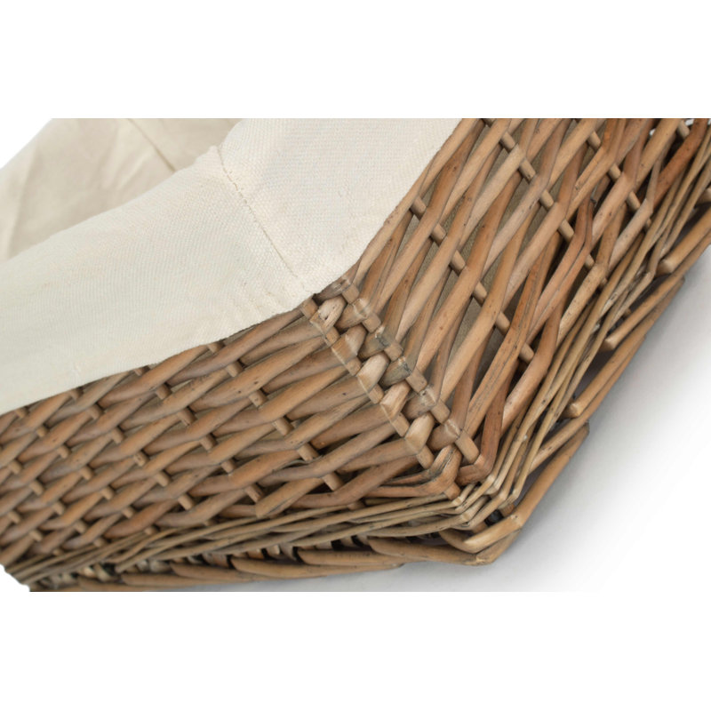 Shinde Wicker Lined Storage Basket, 15cm H x 35cm W x 25cm D, Antique Wash
