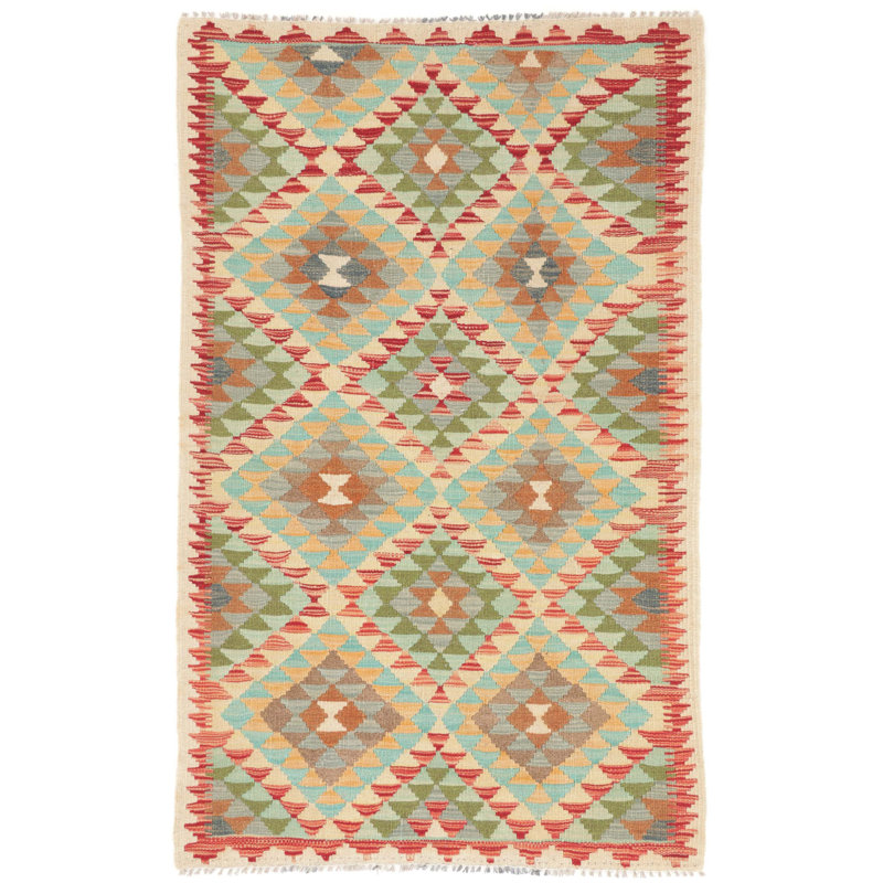 Geometric Wool Hand Woven 100cm X 163cm Area Rug