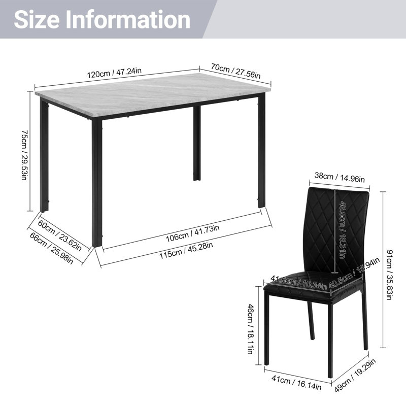 4 - Person Dining Set, Black, Black