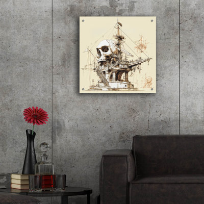  «Pirate Ship Blueprint 2» par Ann Klee, art mural en verre acrylique, 24 po x 24 po