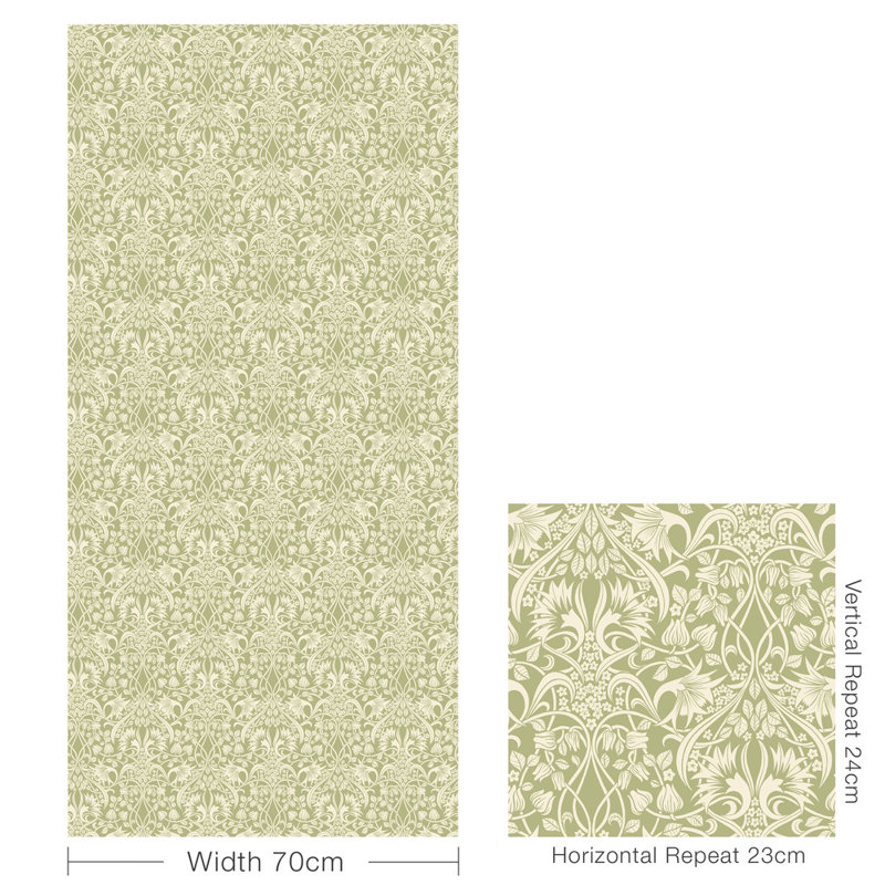 32.82' L x 27.58" W Wallpaper Roll, Green