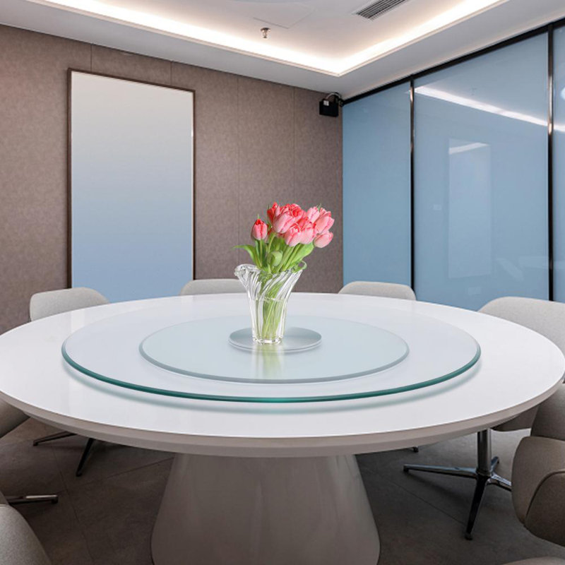 Pratte 27.56 Inches Transparent Round Tempered Glass Table Top, 2.75" H x 26.57" W x 26.57" D