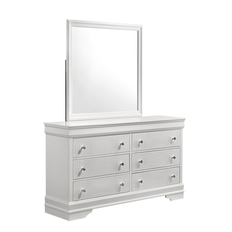 Miroir de style moderne Blaze en bois (seulement miroir), Blanc