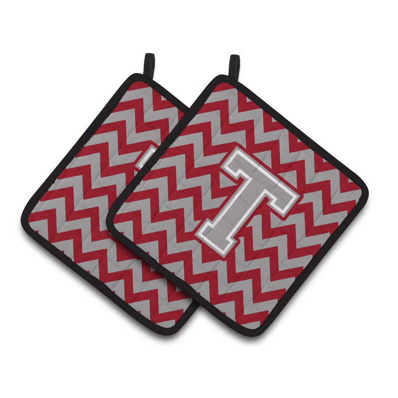 Poignée à chevrons, T, Cramoisi / gris