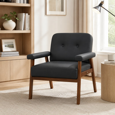 26" W Faux Leather Upholstered Accent Chair