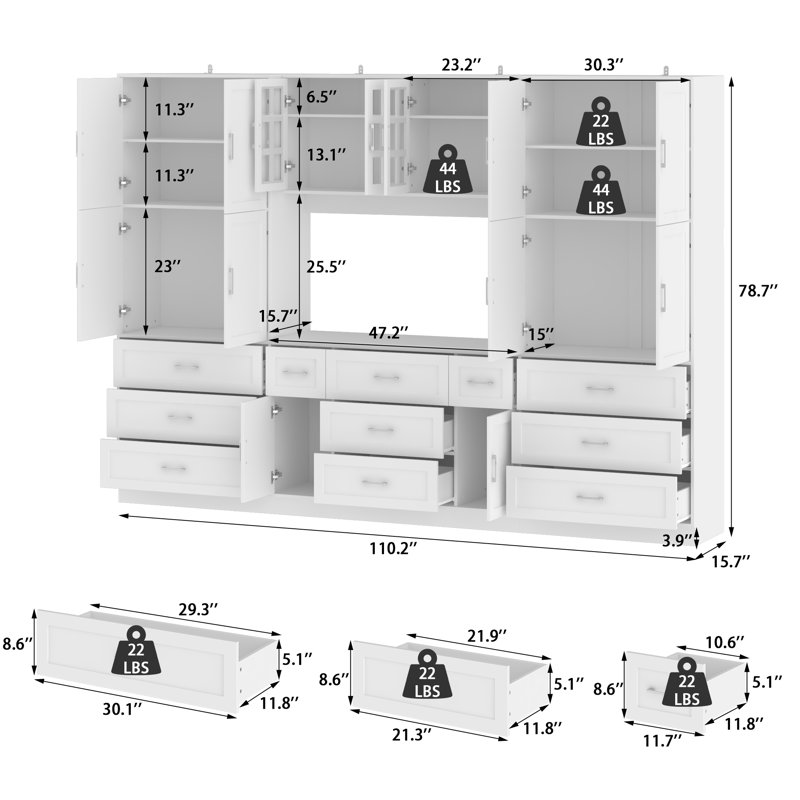 White Closet System With Drawers And Vanity