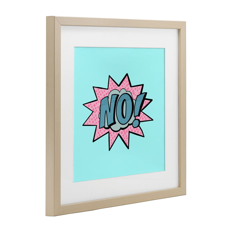 No Comic Speech Bubble Framed Print Under Glass, design by Ashley Singleton, Harvest Pine Frame, 13" H x 13" W