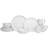 Fitz and Floyd Nevaeh White Coupe 16-Piece Chip-Resistant Bone China Dinnerware Set, Service for 4