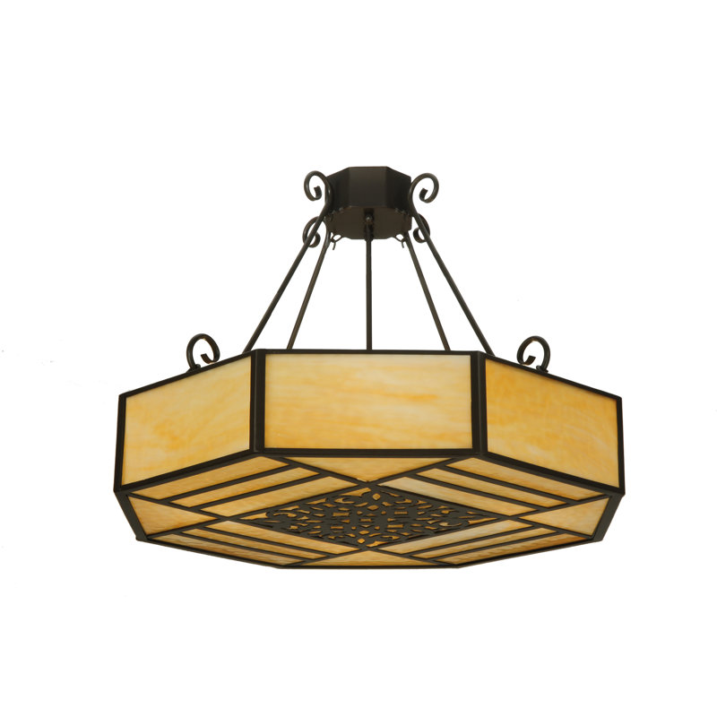 Lustre géométrique unique à 4 lumières, H 25 po x 32,25 po x 32,25 po