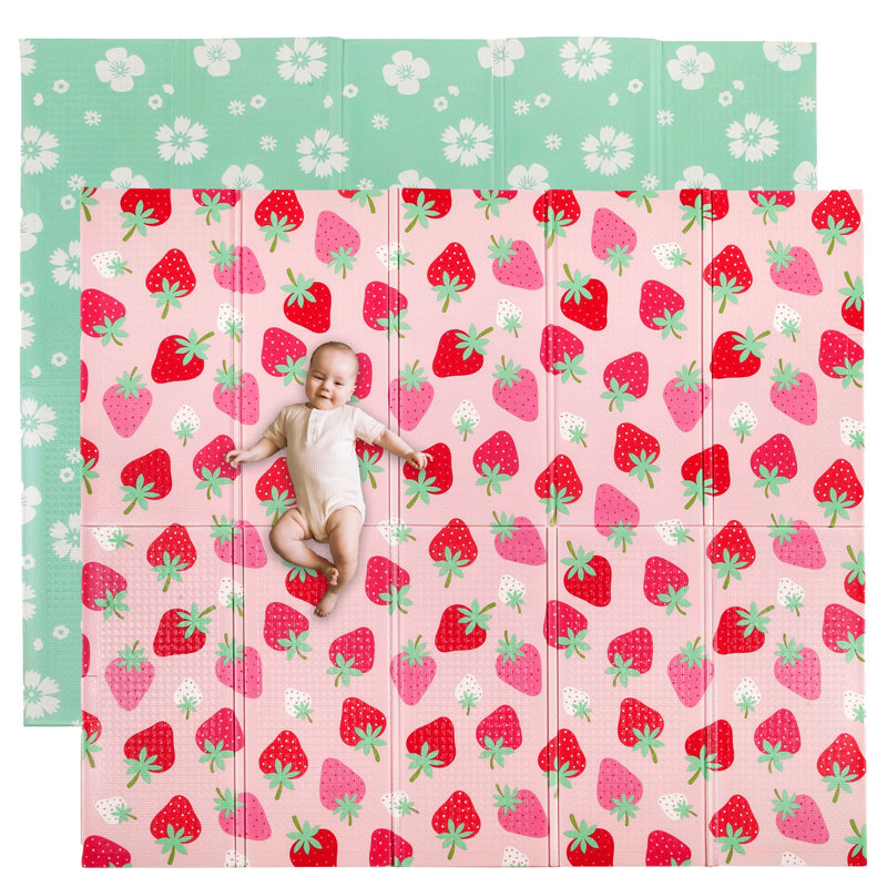 Tapis de jeu pliable en mousse Wildkin, Rose / fraise