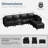 6-Piece 118.5'' Reversible Modern L-Shape Corner Sectional Sofa With Storage Seat- Faux Leather-Black-565911603