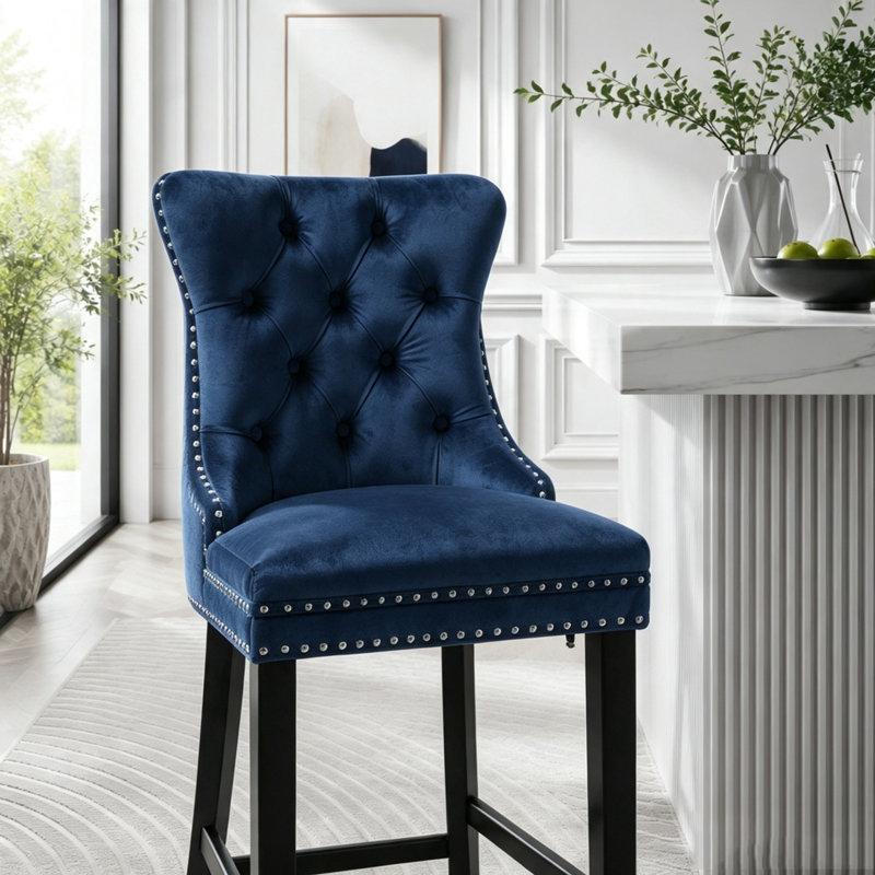 Chaise de salle à manger rembourrée moderne, Bleu