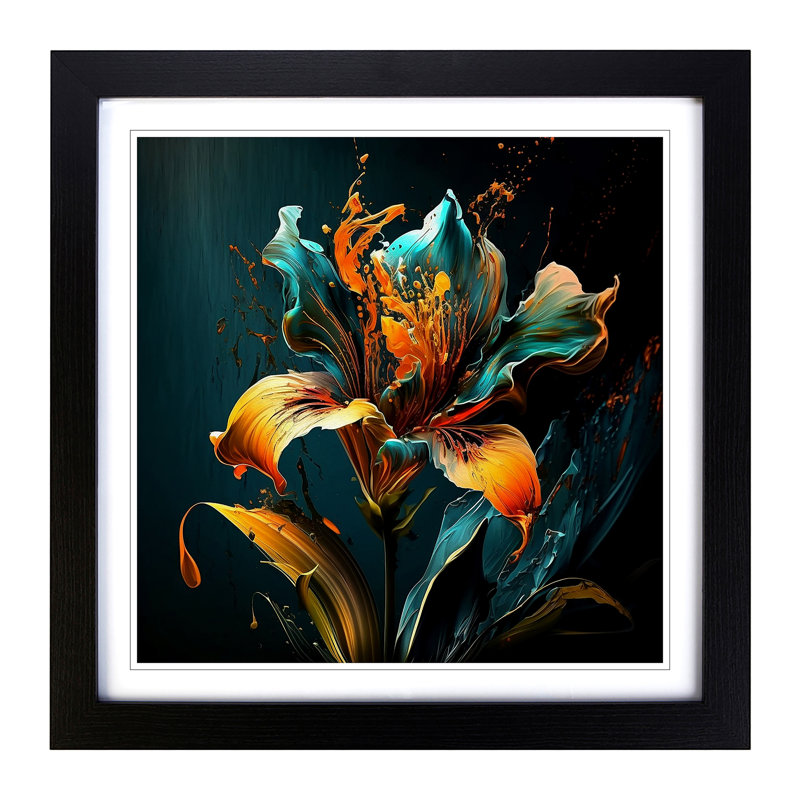 Lily Flower - Framed Print, Black