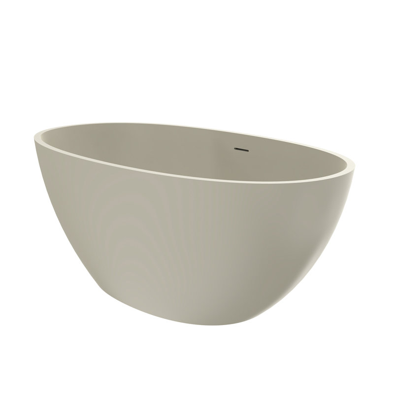 Baignoire de trempage autoportante de 55 pouces pour salle de bain, Beige clair