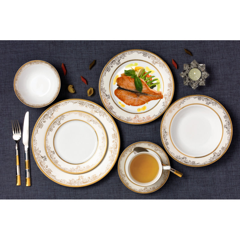 Service de table en porcelaine tendre 24 pièces, service pour 4