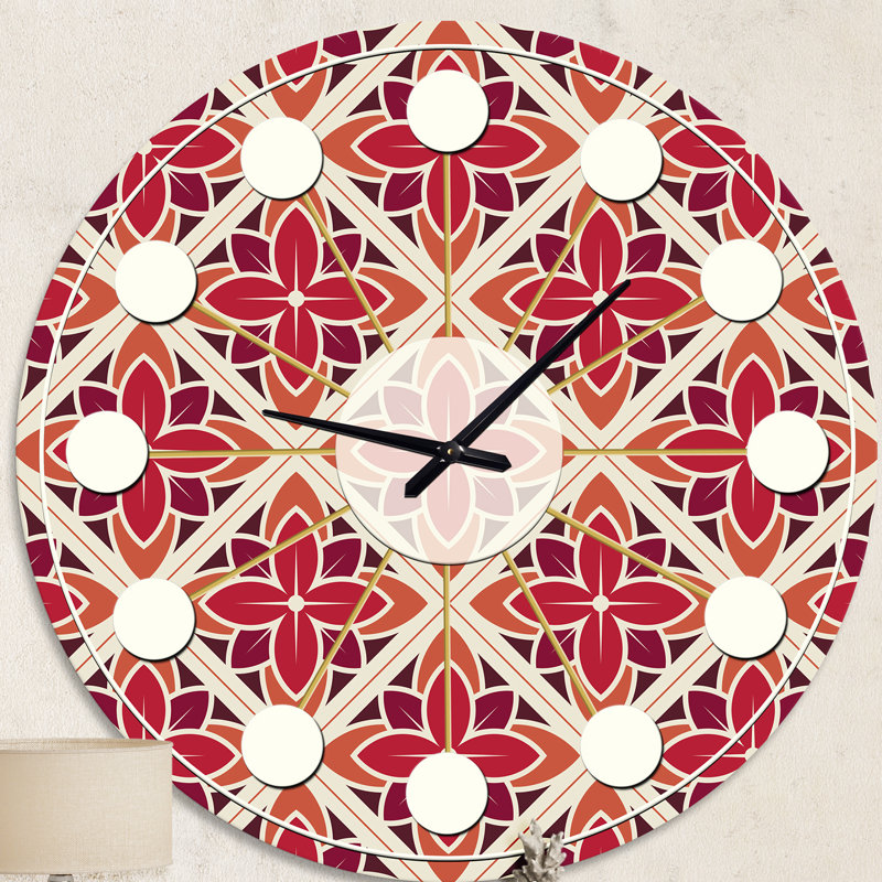 Horloge murale rétro Mid-Century, Petit, Rouge