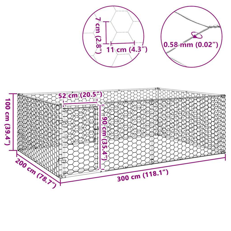 Vidaxl Outdoor Dog Kennel Galvanized Galvanized Steel Large Durable