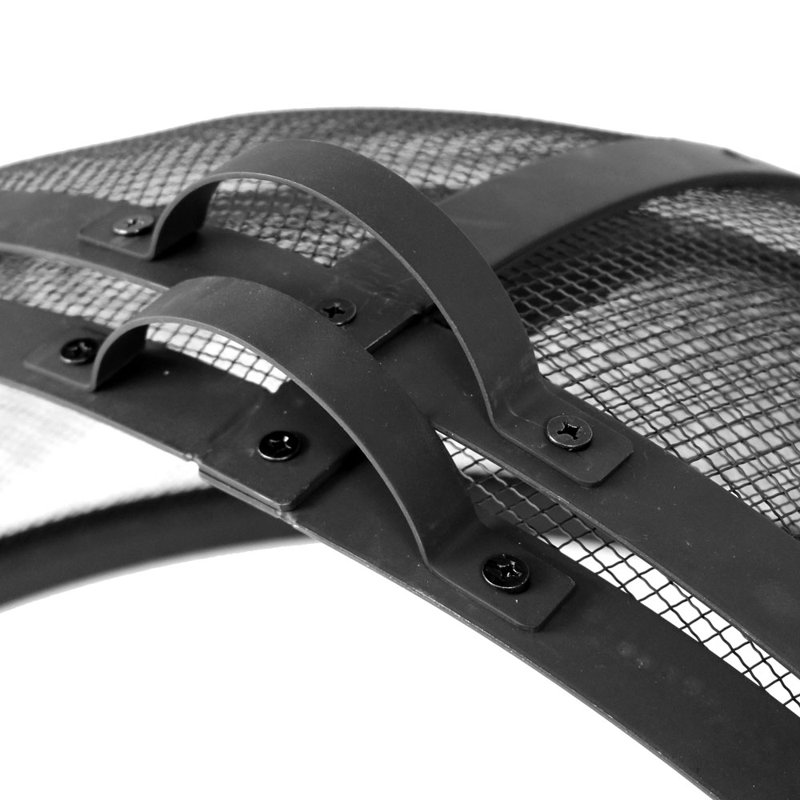 36" Black Steel Mesh Fire Pit Spark Screen with Hinged Door