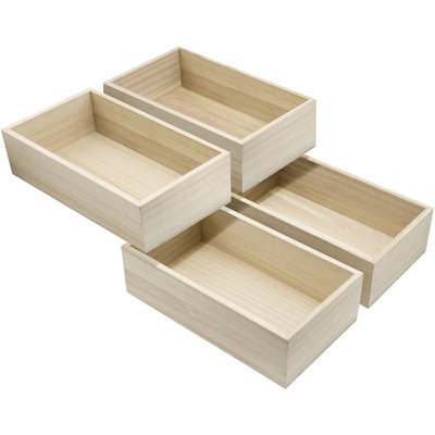 Caisses en bois brut, bacs de rangement, boîtes en bois, armoires