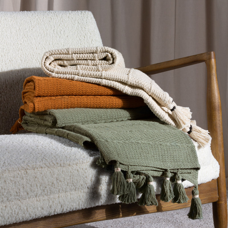 Caliche Textural Weaves Throw Blanket, Khaki