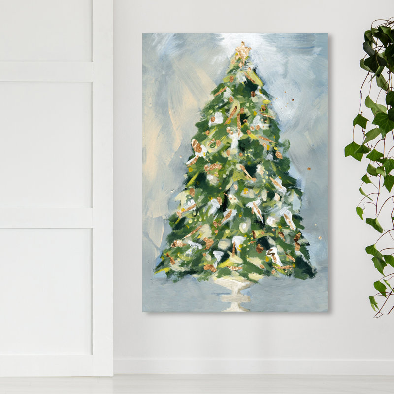 «Christmas Tree 3», peinture sur toile, H 15 po x l 10 po x P 2 po, Toile tendue