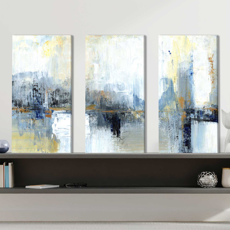 «Claravale Sweeping City I» par Tava Studios - peinture sur toile tendue 3 pièces