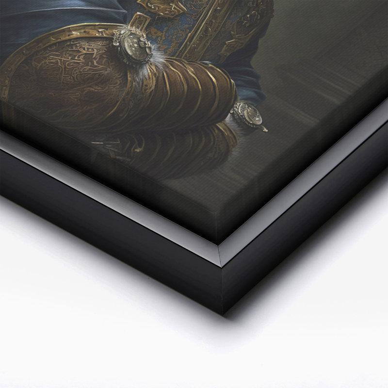Tigre aristocratique, H 16 po x l 20 po, Canevas, Cadre noir