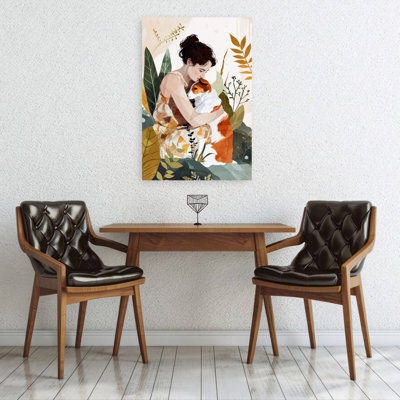 Gentle Dog Embrace Peaceful Serene Contemporary Dog Nature Wall Art Print 1 Piece Wrapped Canvas Wall Art