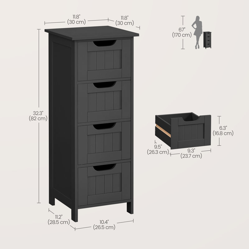 Armoire de rangement autoportante Holtby 11,8 po L x 32,3 po H x 11,8 po P, Noir