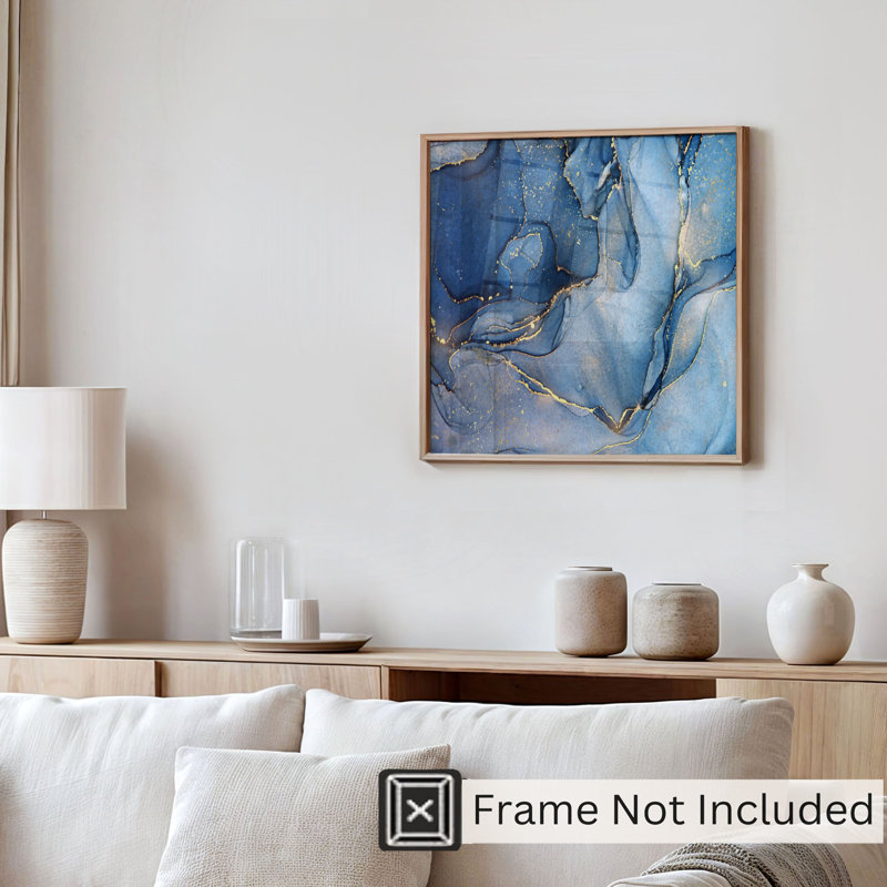 «Abstract Blue Crystal Fractals», reproduction d'art moderne sans cadre, H 12 po x l 12 po