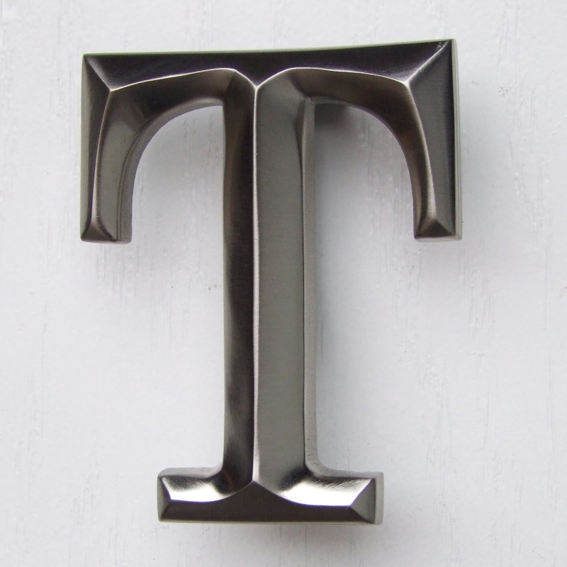 Heurtoir de porte lettre monogramme, Nickel, T