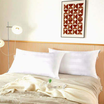 Luxury Stripe Jacquard Pillows - Set of 2 | Premium Size Bed Pillows with Jacquard Stripe Design | Plush and Comfortable for a Restful Sleep Experience