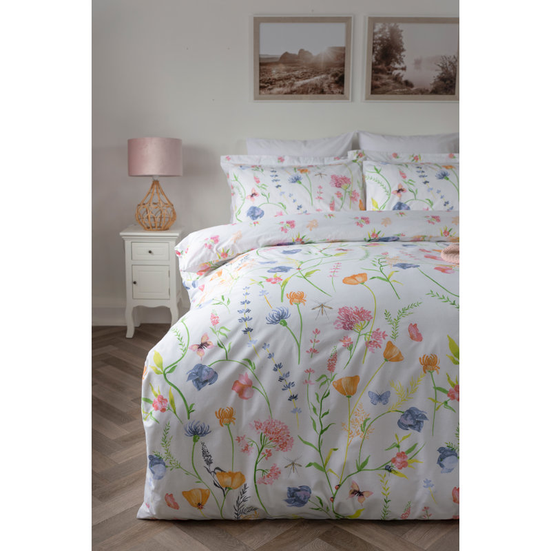 Larissa Cotton Blend Floral Duvet Cover Set with Pillowcases, Single - 1 Standard Pillow Case