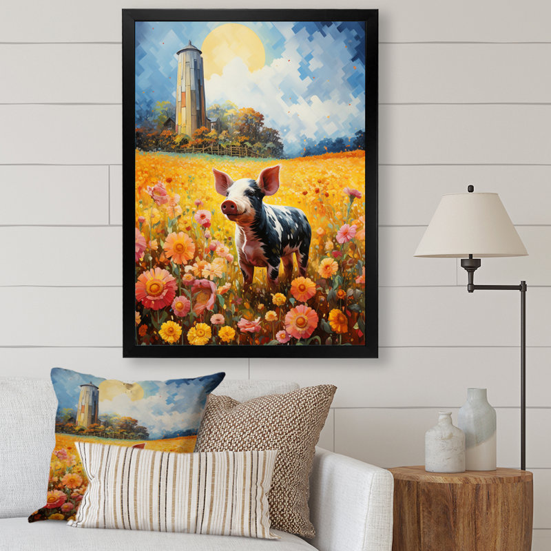 Rôtissoire Barnyard Serenade V, Impression noire sur toile encadrée, H 20 po x l 12 po x P 1 po