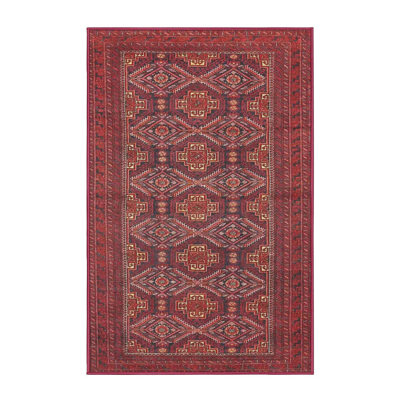 Tapis rouge/brun/beige traditionnel, Rectangle 2 pi x 3 pi