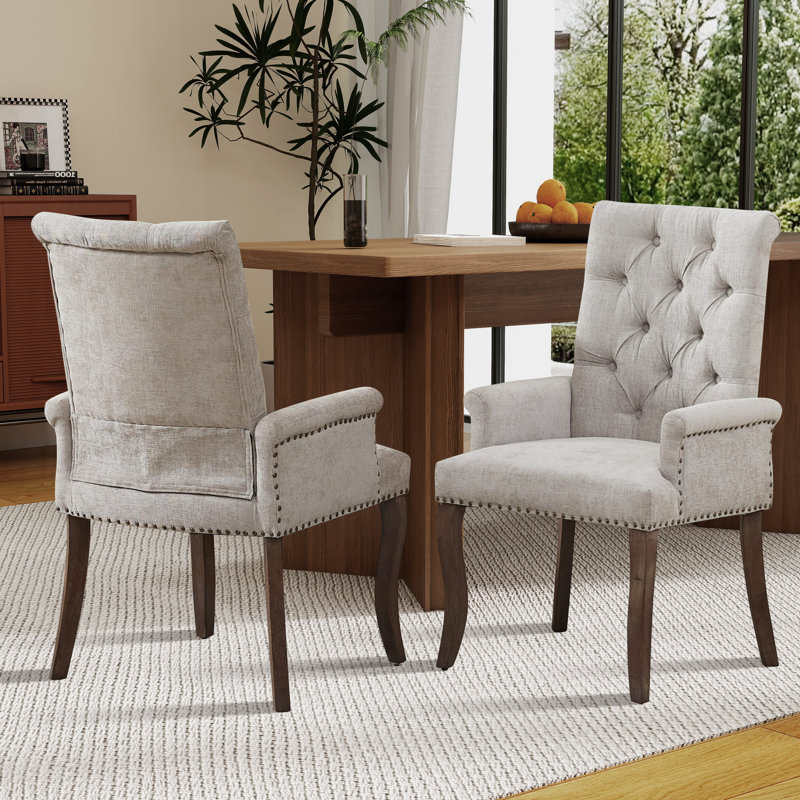 Ensemble de 2 chaises d'appoint en chenille, Beige