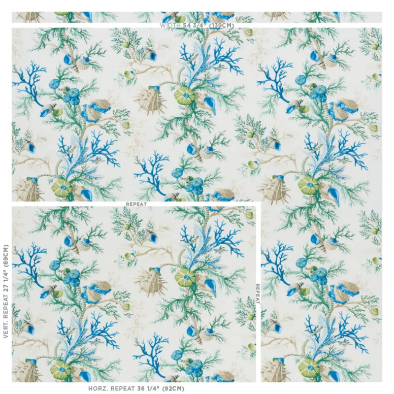 Tissu Del Tesoro, Bleu / vert