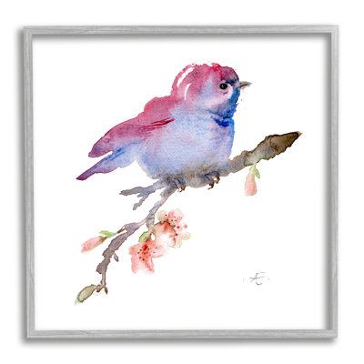 «Baby Bird Blooming Spring Blossom Tree Branch» par Verbrugge Watercolor, impression sur toile non encadrée