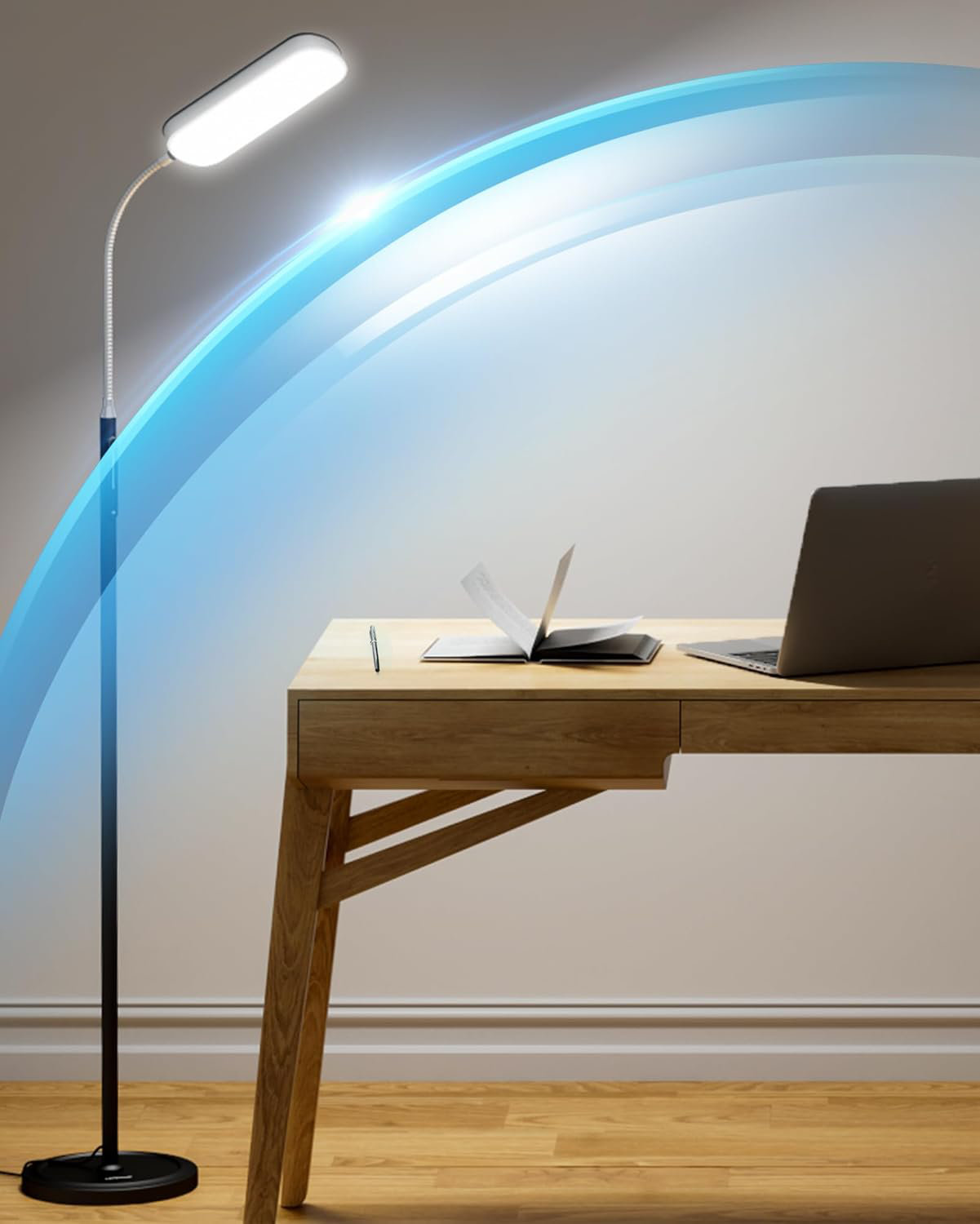 Modern Minimalist LED Floor Lamp Simple Black White Standing Light Living Room B