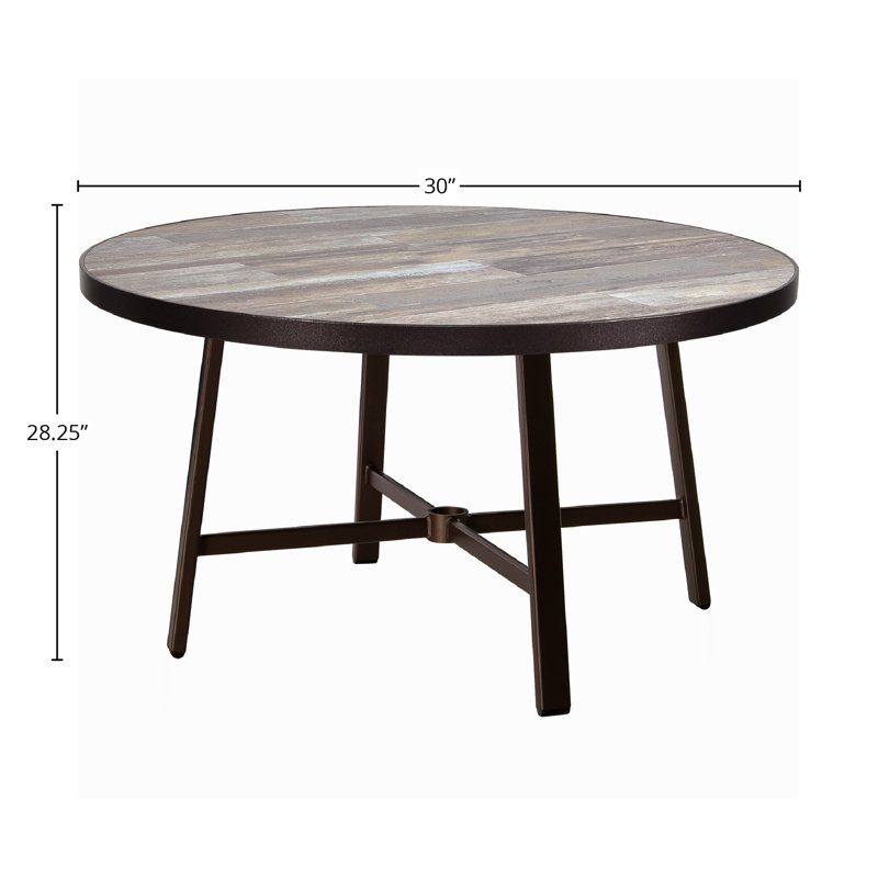 Marin Outdoor Round Dining Table, Venice Beach, 42" W x 42" L x 29.75" H, Graphite
