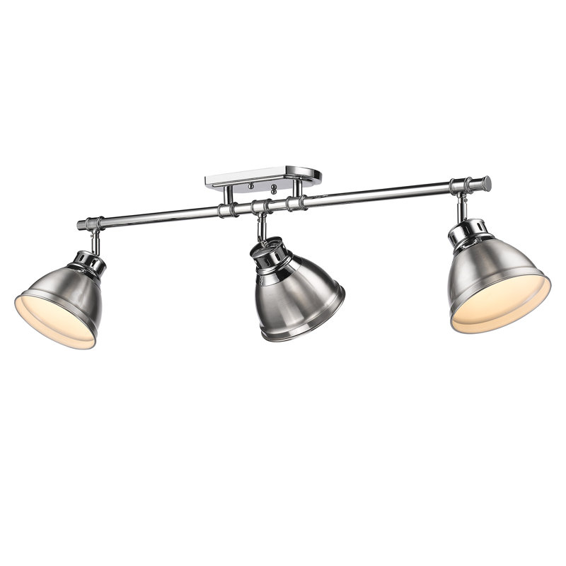 Bryannah 3-Light Semi-Flush - Track Light, Chrome, Pewter