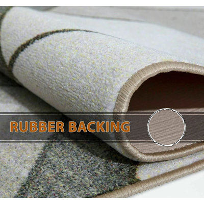 Runner Calfas Geometric Machine Woven Power Loom Beige Area Rug