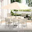 Patio extérieur de 7 pièces: 6 chaises empilables en métal et une table ronde de 51,48 po, trou de parasol réglable, construction, pièces de couleur