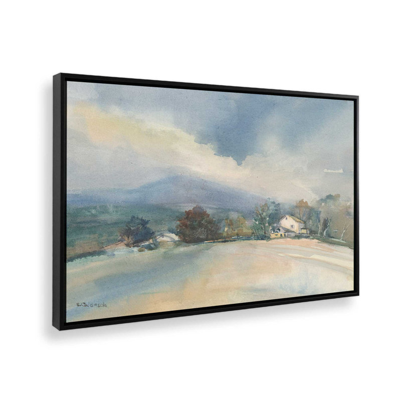 «Distant Mountain Town» par Stephen Calcasola, reproduction d'art, H 18 po x l 24 po, Noir