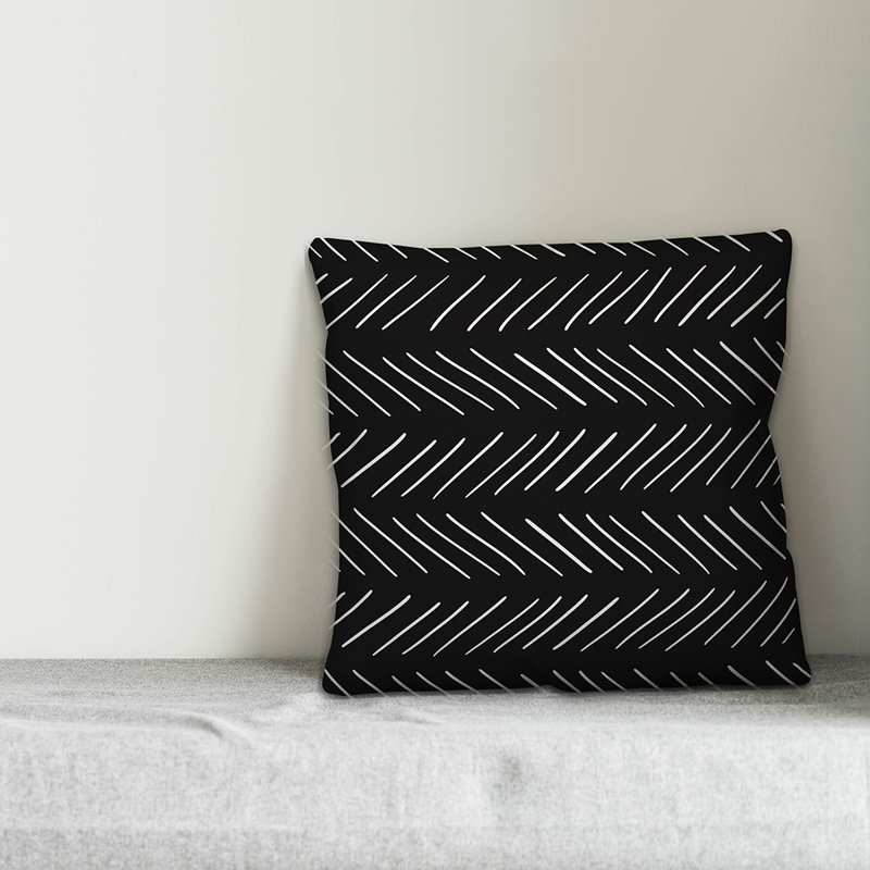  Housse et insert de coussin Modern Modern, 16 po x 1 po, Pas de bourre, Noir / blanc