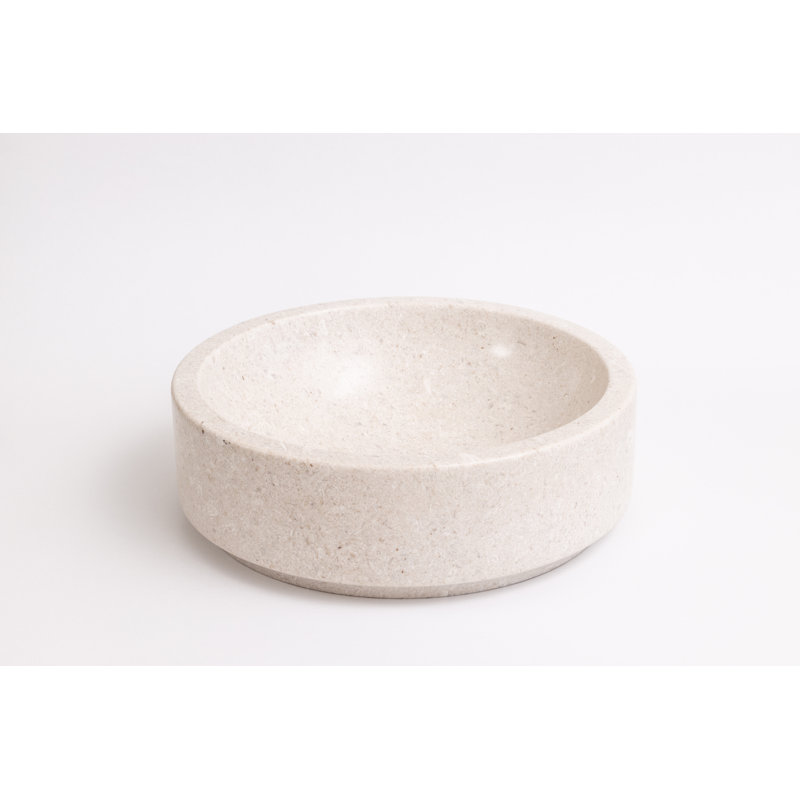 Lavabo de salle de bain vasque circulaire en pierre de marbre Avalon, Beige