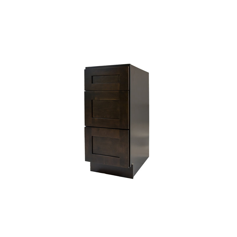 Base de meuble-lavabo simple à 3 tiroirs l 12 po prête à assembler, Espresso Shaker